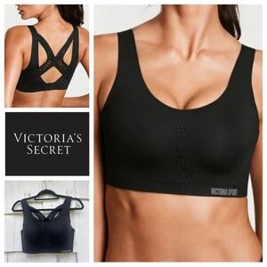 Victoria Sport Angel Max Black High Impact Sports Bra 36DD Laser Cut Perforated